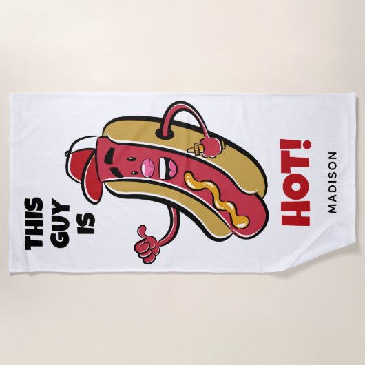 Aangepaste naam & tekst Hot Dog Strandlaken (Voorkant)