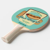 Aangepaste naam & tekst Hot Dog Tafeltennisbatje (Voorkant Gekanteld)