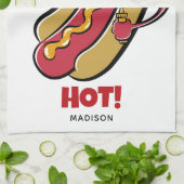 Aangepaste naam & tekst Hot Dog Theedoek (Gevouwen)