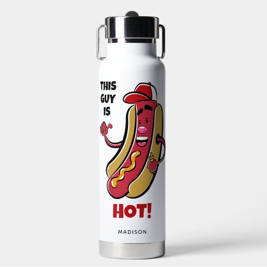 Aangepaste naam & tekst Hot Dog Waterfles (Voorkant)