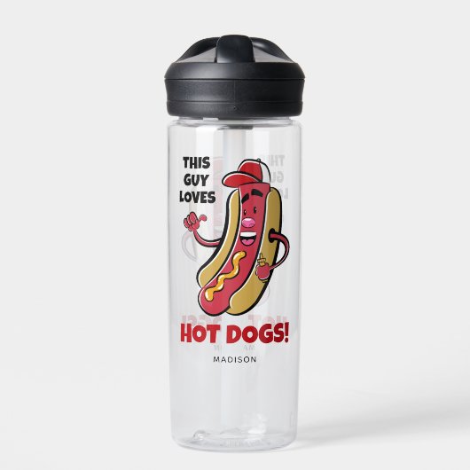 Aangepaste naam & tekst Hot Dog Waterfles (Voorkant)