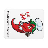 Aangepaste naam & tekst Hot Pepper Chef Magneet (Horizontaal)