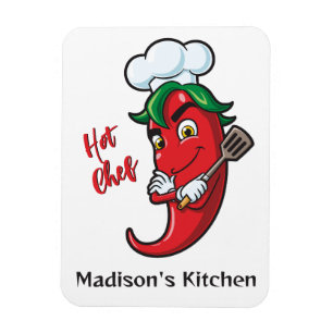 Aangepaste naam & tekst Hot Pepper Chef Magneet