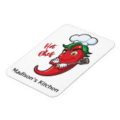 Aangepaste naam & tekst Hot Pepper Chef Magneet (Linkerzijde)