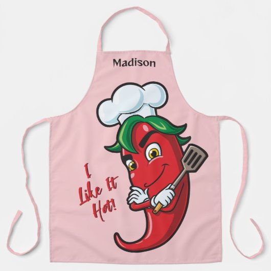 Aangepaste naam & tekst Hot Pepper Chef Schort (Voorkant)