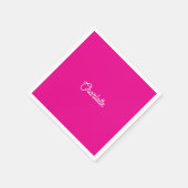 Aangepaste naam tekst Hot Pink witte minimalistisc Servet (Hoek)