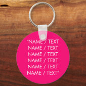 Aangepaste naam tekst hot-roze fuchsia minimalist sleutelhanger (Voorkant)