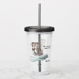 Aangepaste naam & tekst Huilende kat tumblers Acryl Drinkbeker