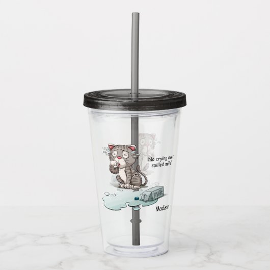 Aangepaste naam & tekst Huilende kat tumblers Acryl Drinkbeker (Voorkant)