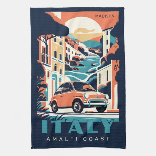 Aangepaste naam & tekst Italië Theedoek (Verticaal)