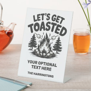 Aangepaste naam & tekst kamperen reclamebord met voetstuk