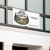 Aangepaste naam & tekst kamperen spandoek (Buitenkant Gebouw)