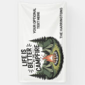 Aangepaste naam & tekst kamperen spandoek (Verticaal)