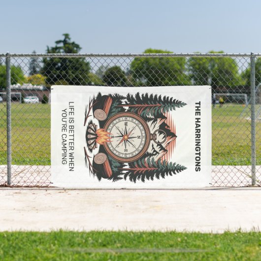 Aangepaste naam & tekst kamperen spandoek (Insitu)