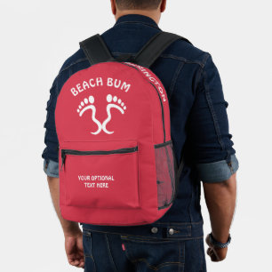 Aangepaste naam, tekst & kleur Beach Bum Bedrukte Rugzak