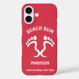 Aangepaste naam, tekst & kleur Beach Bum iPhone 16 Hoesje