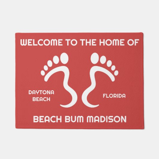 Aangepaste naam, tekst & kleur Beach Bum Deurmat (Voorkant)
