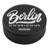 Aangepaste naam / tekst & kleur Berlijn Coördinate Hockey Puck (3/4)