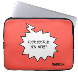 Aangepaste naam, tekst & kleur, gele bubbel laptop sleeve