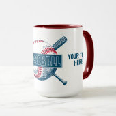 Aangepaste naam, tekst & kleur honkbal mok (Voorkant rechts)