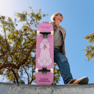 Aangepaste Naam, Tekst & Kleur Roze Poedel Persoonlijk Skateboard