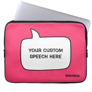 Aangepaste naam, tekst & kleur spraakbellen laptop sleeve