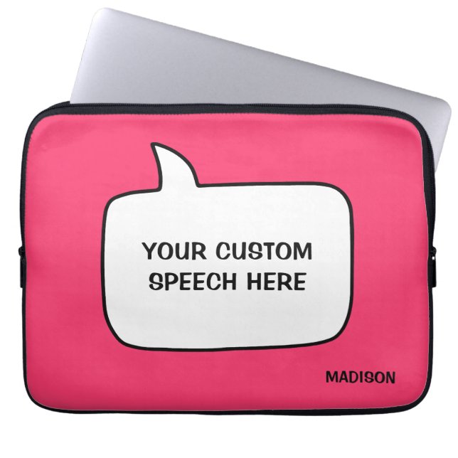 Aangepaste naam, tekst & kleur spraakbellen laptop sleeve (Voorkant)