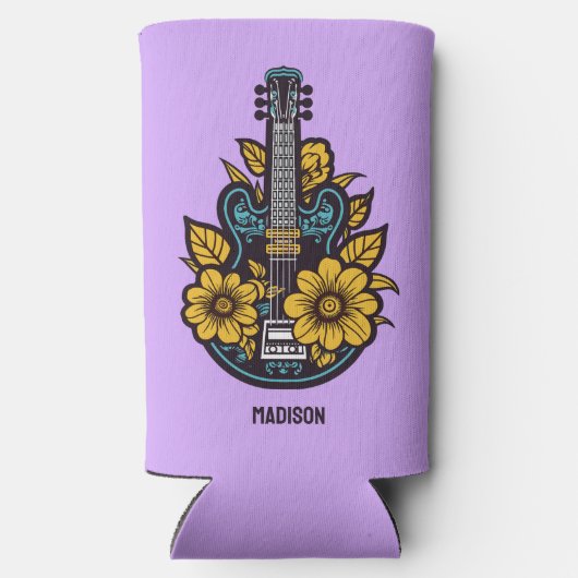 Aangepaste naam, tekst & kleur ukulele seltzer blikjeskoeler (Achterkant)