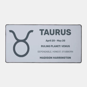 Aangepaste naam / tekst & kleur Zodiac Sign Stier Bureaumat