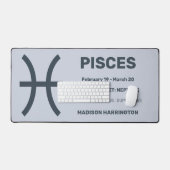 Aangepaste naam / tekst & kleur Zodiac Sign Vissen Bureaumat (Keyboard & Muis)