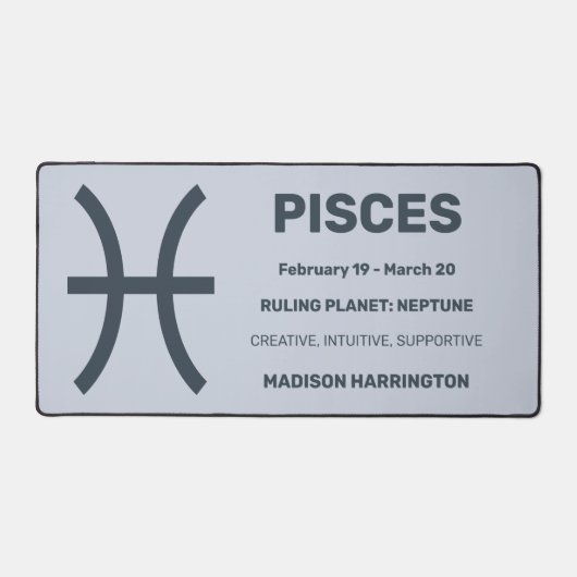 Aangepaste naam / tekst & kleur Zodiac Sign Vissen Bureaumat (Voorkant)