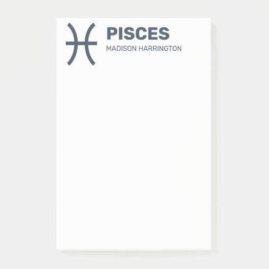 Aangepaste naam / tekst & kleur Zodiac Sign Vissen Post-it® Notes (Voorkant)