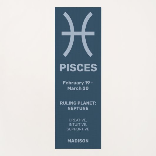 Aangepaste naam / tekst & kleur Zodiac Sign Vissen Yogamat (Voorkant)