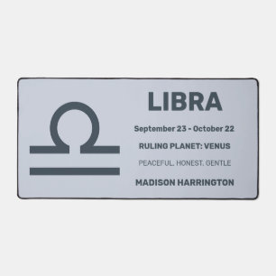 Aangepaste naam / tekst & kleur Zodiac Sign Weegsc Bureaumat