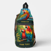 Aangepaste naam & tekst Kleurrijke papegaaien Sling Bag (Voorkant)