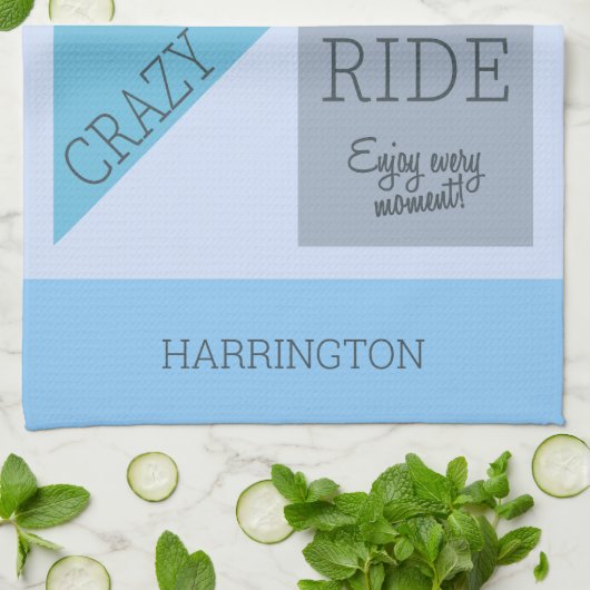 Aangepaste naam / tekst leven is een Crazy Ride Theedoek (Gevouwen)