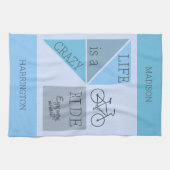 Aangepaste naam / tekst leven is een Crazy Ride Theedoek (Horizontaal)