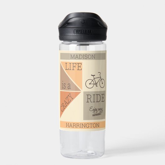 Aangepaste naam / tekst leven is een Crazy Ride Waterfles (Achterkant)