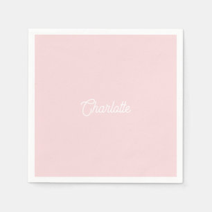 Aangepaste naam tekst Licht Roze witte minimalisti Servet