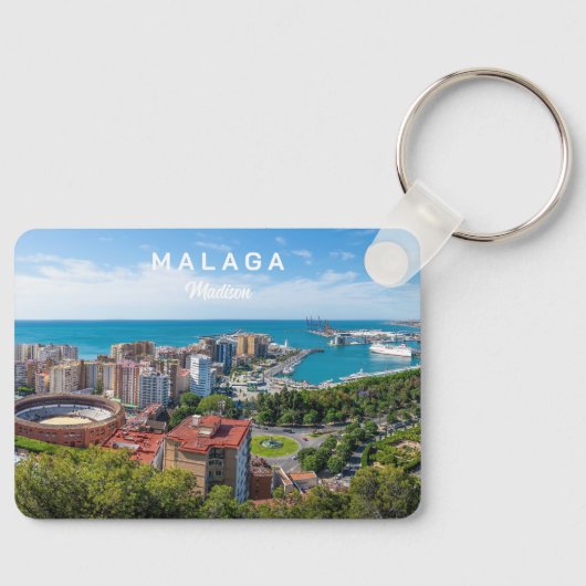 Aangepaste Naam & Tekst Malaga Spanje Gebied Foto Sleutelhanger (Voorkant)