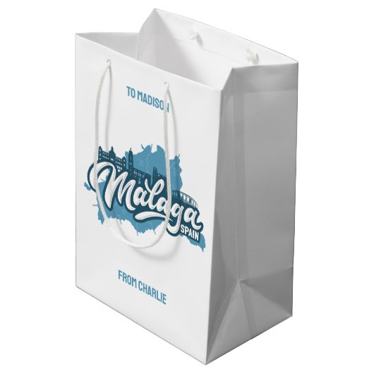 Aangepaste naam / tekst Malaga Spanje Medium Cadeauzakje (Achterkant Gekanteld)