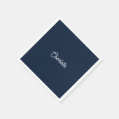 Aangepaste naam tekst marineblauw wit minimalistis servet (Hoek)