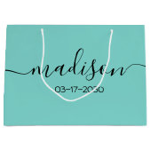 Aangepaste naam tekst meisjesachtig vrouwelijk tur groot cadeauzakje (Voorkant)