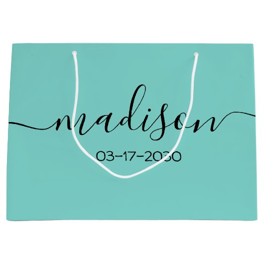 Aangepaste naam tekst meisjesachtig vrouwelijk tur groot cadeauzakje (Voorkant)