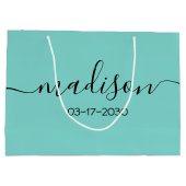 Aangepaste naam tekst meisjesachtig vrouwelijk tur groot cadeauzakje (Achterkant)