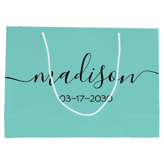 Aangepaste naam tekst meisjesachtig vrouwelijk tur groot cadeauzakje (Achterkant)