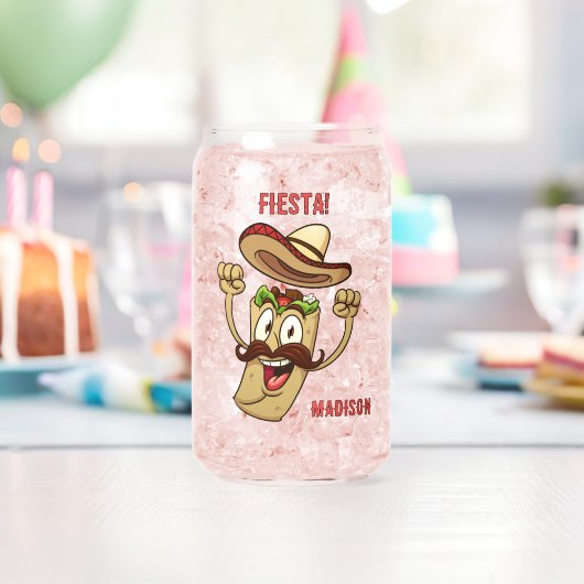 Aangepaste naam & tekst Mexicaans feest Blikvorm Glas (Insitu (Verjaardag))