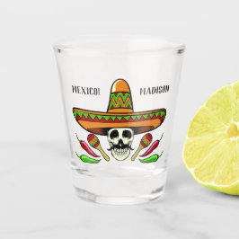 Aangepaste naam / tekst Mexicaanse schedel Shot Glas