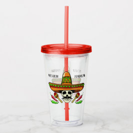 Aangepaste naam/tekst Mexicaanse schedel tumblers Acryl Drinkbeker