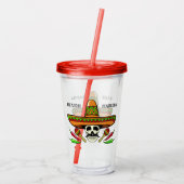 Aangepaste naam/tekst Mexicaanse schedel tumblers Acryl Drinkbeker (Achterkant)